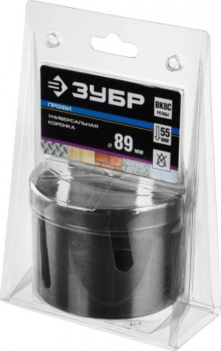 Коронка универсальная ЗУБР "ПРОФИ" "ПРОУНИВЕРСАЛ" c карбид-вольфрамовым нанесением, 89 мм 29514-89 - изображение 2