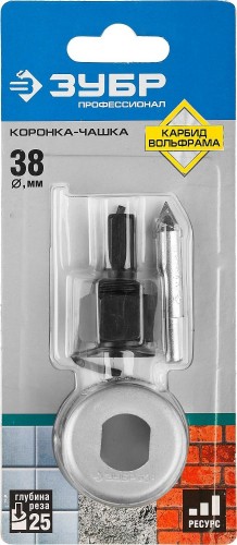 Коронка универсальная ЗУБР ПРОФЕССИОНАЛ c карбид-вольфрамовым нанесением, 38 мм 33360-038_z01 - изображение 3