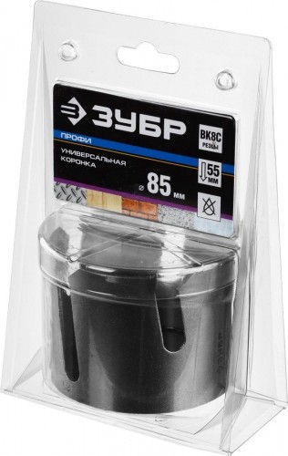Коронка универсальная ЗУБР ПРОФЕССИОНАЛ проуниверсал 85 мм, с твердосплавными резцами 29514-85 - изображение 3