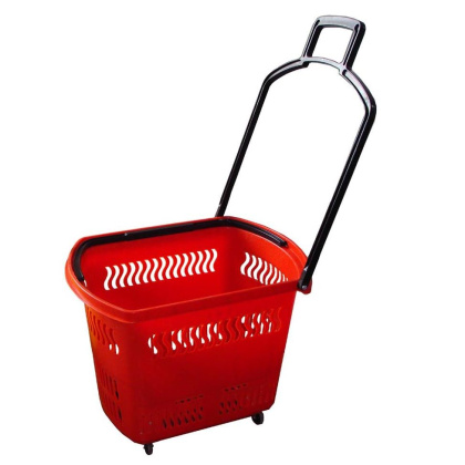 Корзина-тележка пластиковая на 4-х колесах PBT45 (красный), 45л