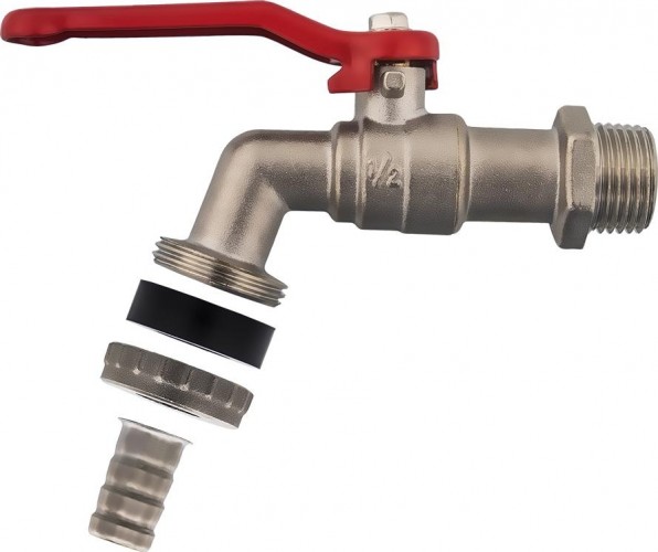 Кран QUATTRO ELEMENTI  шаровый, 1/2", латунь, покрытие никель 246-425 - изображение 2