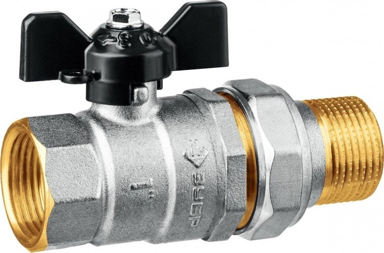 Кран шаровой ЗУБР 1" с накидной гайкой "мама-папа", бабочка 51321-1 51321-1