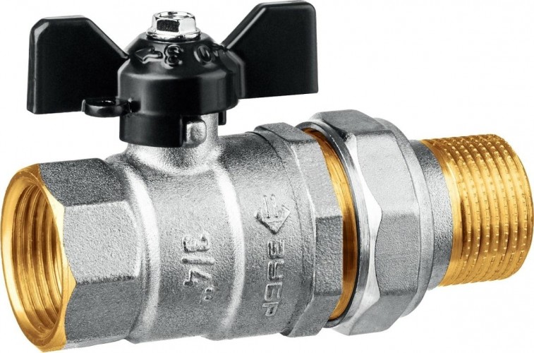 Кран шаровой ЗУБР  3/4" с накидной гайкой "мама-папа", бабочка 51321-3/4 51321-3/4