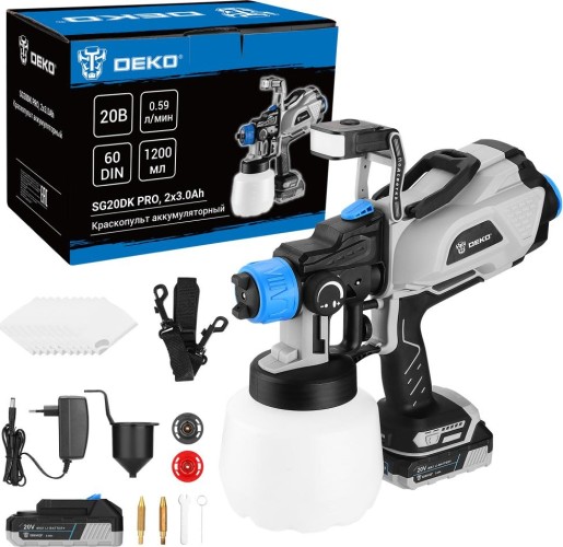 Краскопульт аккумуляторный DEKO SG20DK PRO 20В, 1200 мл, 2x3.0 Ач 083-1136 - изображение 4