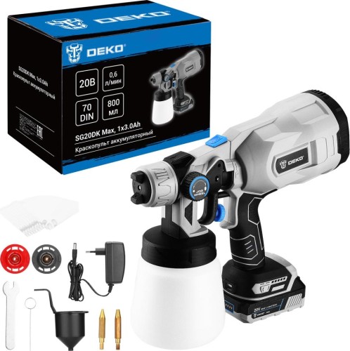 Краскопульт аккумуляторный DEKO SG20DK Max 20В, 800 мл, 1x3.0 Ач 083-1135 - изображение 4