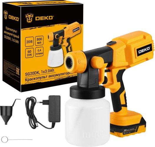 Краскопульт аккумуляторный DEKO SG20DK 20В, 1x3.0 Ач 083-1133 - изображение 4