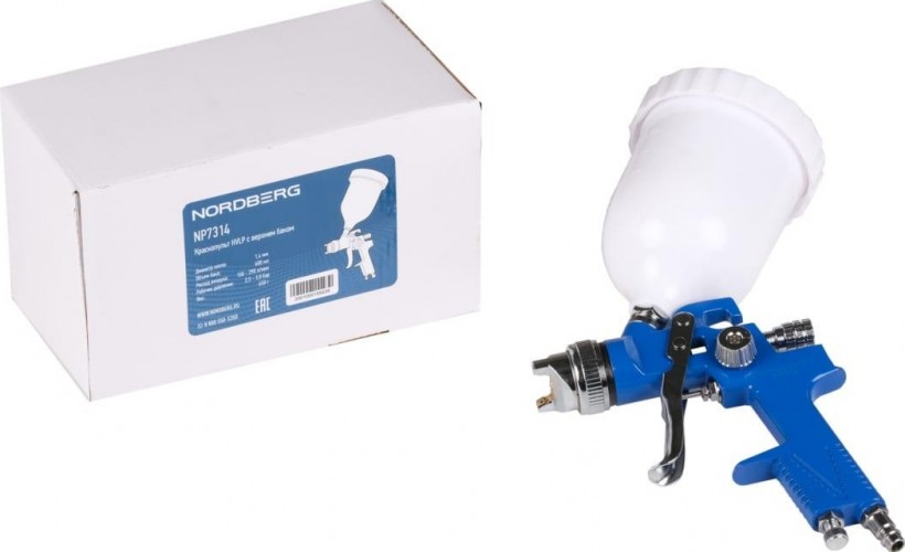 Краскопульт пневматический NORDBERG NP7314 HVLP с верхним баком, сопло 1,4 мм ЦБ-00011964 - изображение 3