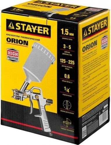 Краскопульт пневматический STAYER ORION "master" c верхним бачком, 1,5мм 06471-1.5 - изображение 4