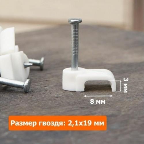 Крепеж кабеля плоский REXANT 8х3 мм, белый (упак. 50 шт) 07-4207 - изображение 3