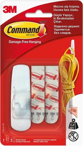 Крючок средний 3M Command® (17001N) белый, 1 шт. 7100139587