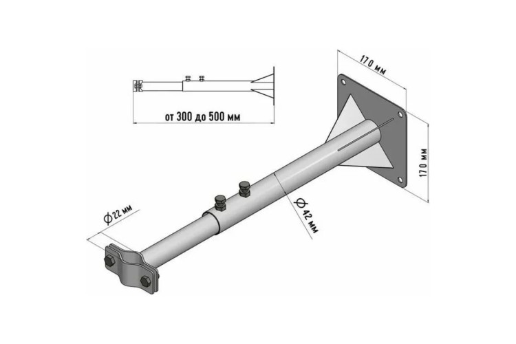 Кронштейн для мачт REXANT 34-0591 КРЫМ телескопический 30-50см - изображение 5