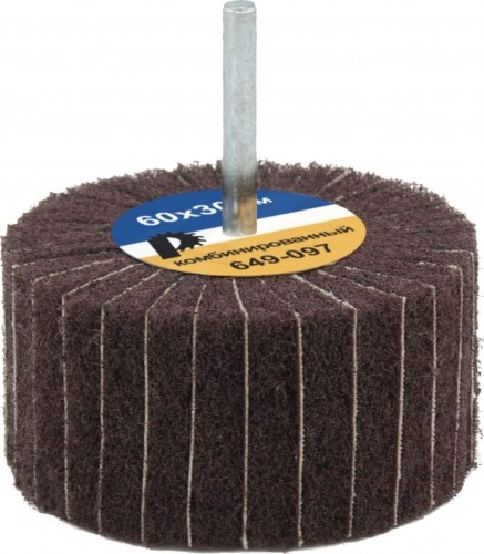 Круг лепестковый ПРАКТИКА 60х30мм, комбинированный, хвостовик 6 мм с оправкой 649-097