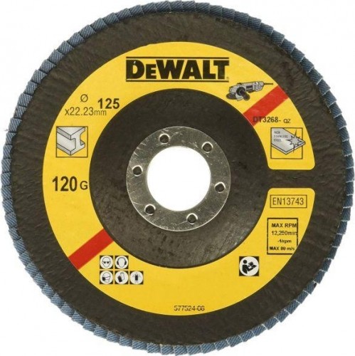 Круг лепестковый торцевой 125 х 22 мм G120 DeWALT EXTREME DT3268-QZ тип 29 DT3268-QZ