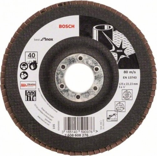 Круг лепестковый торцевой BOSCH 125 мм Р40  Best for Inox 2608608276