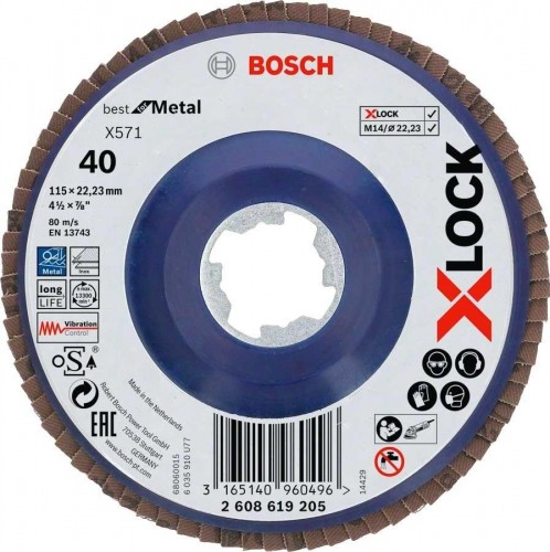 Круг лепестковый торцевой X-LOCK BOSCH 115 мм Р40 Best for Metal 2608619205