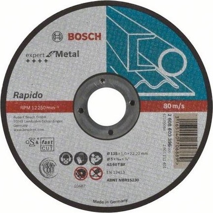 Круг отрезной по металлу BOSCH 125х1,0х22.2 мм AS60T-BF Expert for Metal-Rapido 2608603396