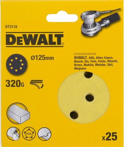 Круг шлифовальный на липучке DeWALT DT3118-QZ 125 мм, 8 отв. G320