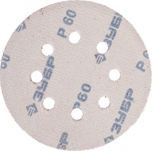 Круг шлифовальный на липучке ЗУБР МАСТЕР 8 отверстий, р60, 125мм, 5 шт 35562-125-060 - изображение 3