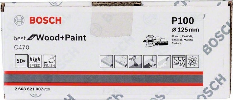 Круг шлифовальный на липучке BOSCH 125 мм K 100 Best for Wood+Paint MULTIHOLE 2608621007 - изображение 2