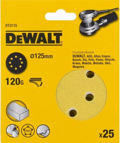 Круг шлифовальный на липучке DeWALT DT3115-QZ 125 мм, 8 отв. G120