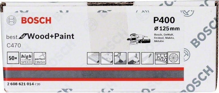 Круг шлифовальный на липучке BOSCH 125 мм K 400 Best for Wood+Paint MULTIHOLE 2608621014 - изображение 2