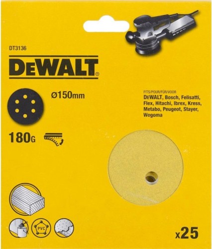 Круг шлифовальный на липучке DeWALT DT3136-QZ 150 мм, 6 отв. P180