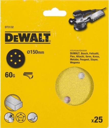 Круг шлифовальный на липучке DeWALT DT3132-QZ 150 мм, 6 отв. G60