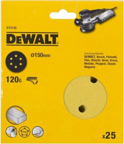 Круг шлифовальный на липучке DeWALT DT3135-QZ 150 мм, 6 отв. G120