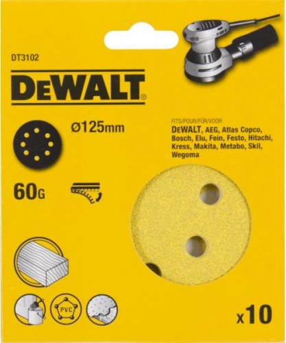 Круг шлифовальный на липучке DeWALT DT3102-QZ 125 мм, 8 отв. G60 (10шт)
