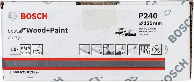 Круг шлифовальный на липучке BOSCH 125 мм K 240 Best for Wood+Paint MULTIHOLE 2608621012 - изображение 2