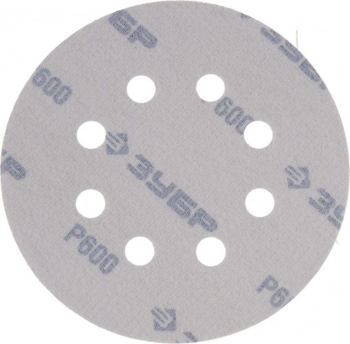 Круг шлифовальный на липучке ЗУБР МАСТЕР 8 отверстий, р600, 125мм, 5 шт 35562-125-600 - изображение 2