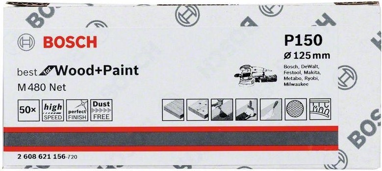 Круг шлифовальный на сетчатой основе BOSCH 125 мм G 150 Best for Wood+Paint PRO 2608621156 - изображение 2