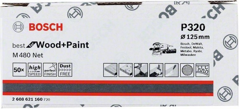 Круг шлифовальный на сетчатой основе BOSCH 125 мм G 320 Best for Wood+Paint PRO 2608621160 - изображение 2