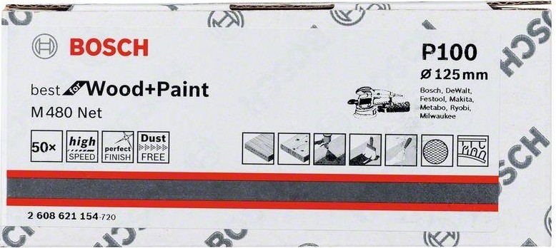 Круг шлифовальный на сетчатой основе BOSCH 125 мм G 100 Best for Wood+Paint PRO 2608621154 - изображение 2