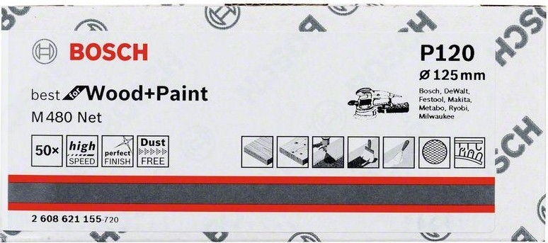 Круг шлифовальный на сетчатой основе BOSCH 125 мм G 120 Best for Wood+Paint PRO 2608621155 - изображение 2