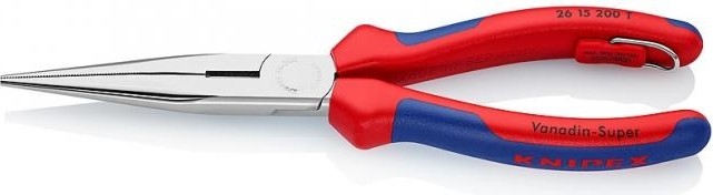 Круглогубцы с плоскими губками и режущими кромками KNIPEX 2615200T 200 мм со страховочным креплением KN-2615200T