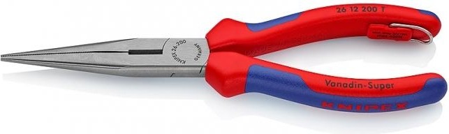Круглогубцы с плоскими губками и режущими кромками KNIPEX 2612200T 200 мм со страховочным креплением KN-2612200T