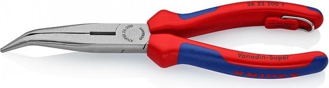 Круглогубцы с плоскими губками и режущими кромками KNIPEX 2622200T 200 мм со страховочным креплением KN-2622200T