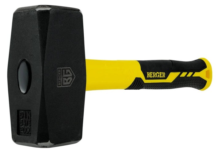 Кувалда BERGER BG1518 кованая 2000 г. 278 мм, фиберглассовая рукоятка - изображение 2