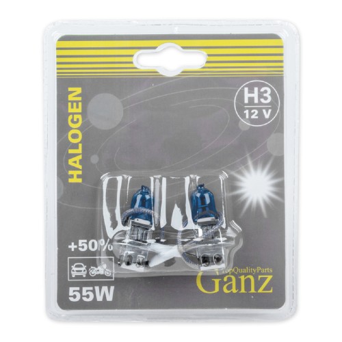 Лампа галогеновая GANZ GIP06050 12V H3 55W +50%PK22s 5000k 2 шт.