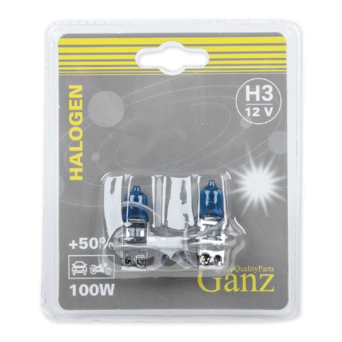 Лампа галогеновая GANZ GIP06051 12V H3 100W +50% PK22s 5000k 2 шт.