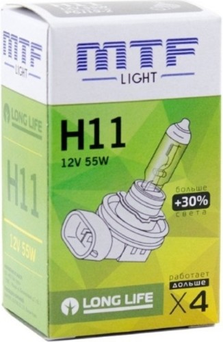 Лампа галогеновая MTF LIGHT H11 12V 55W LONG LIFE x4 HS1211