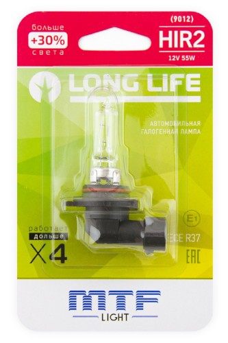 Лампа галогеновая MTF LIGHT HIR2 9012 12V 55W LONG LIFE x4 блистер HLL12H2b