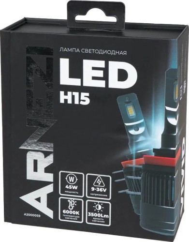 Лампа светодиодная ARNEZI 12/24V H15 45W 3500lm 6000K Vivid LED 2 шт. DUOBOX IP68 A2000059