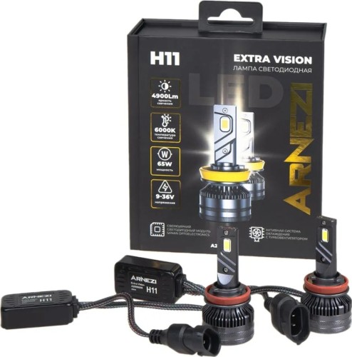 Лампа светодиодная ARNEZI 12/24V H11 65W 4900lm PGJ19-2 6000K Extra Vision LED 2 шт. DUOBOX IP68 A2000005