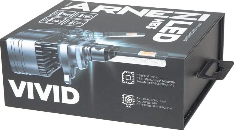 Лампа светодиодная ARNEZI 12/24V HB3 45W 3500lm 6000K Vivid LED 2 шт. DUOBOX IP68 A2000055 - изображение 2