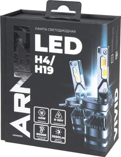 Лампа светодиодная ARNEZI 12/24V H4/H19 45W 3500lm 6000K Vivid LED 2 шт. DUOBOX IP68 A2000052