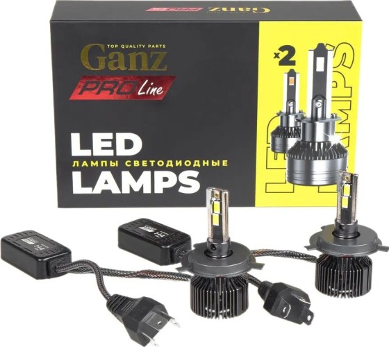 Лампа светодиодная GANZ 12/24V H4/H19 55W 4000lm 6000K 2 шт. DUOBOX IP68 GIP06359