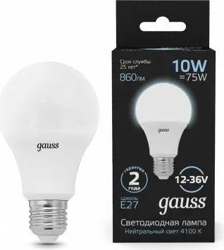 Лампа светодиодная GAUSS A60 ac12-36v 10w 860lm 4100k e27 led 202502210 - изображение 2
