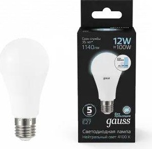 Лампа светодиодная GAUSS A60 a60 12w 1140lm 4100k е27 шаг. диммирование led 102502212-S - изображение 2